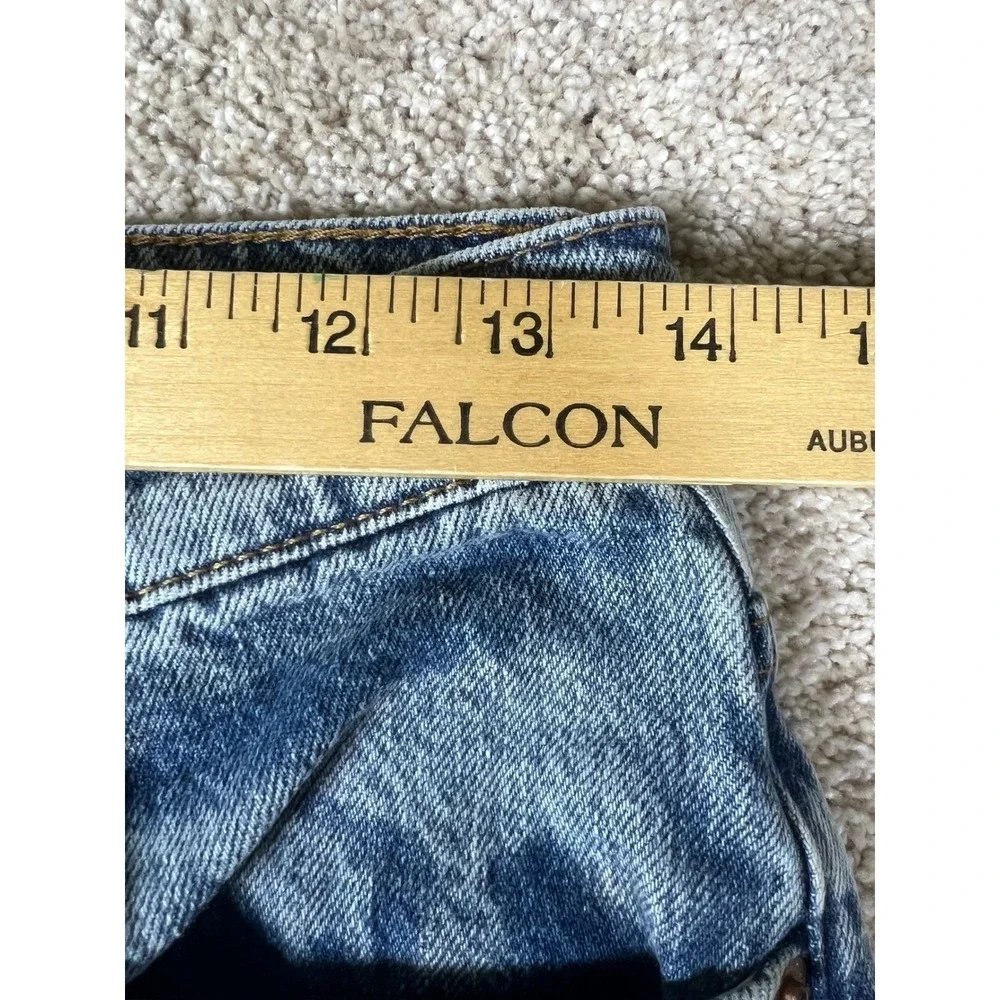 Reformation Camille Rowe Mid Rise Relaxed Straight Jeans Blue 26 Medium Wash